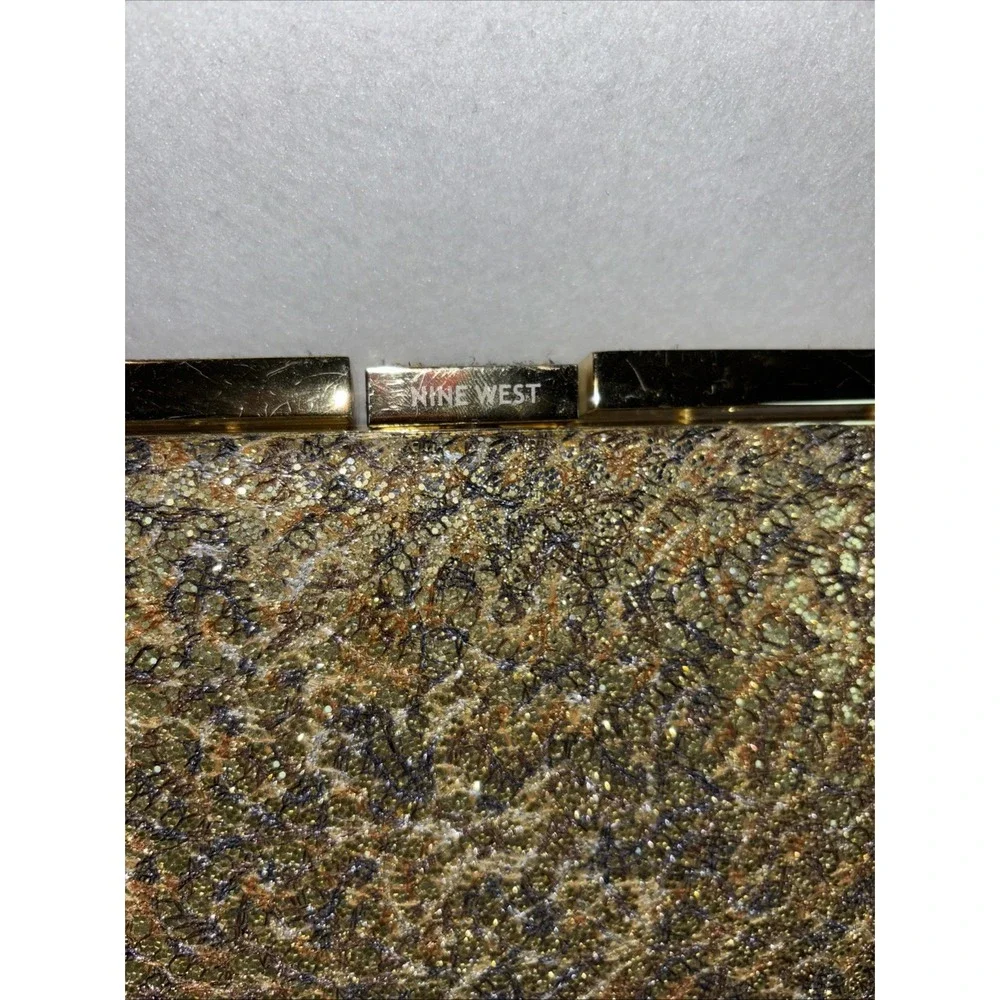 Nine‎ West Gold Glitter Evening Clutch Handbag